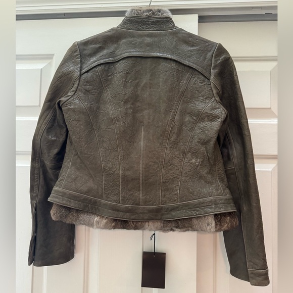 Cole Haan Collection lamb skin jacket with DETACHABLE, real RABBIT FUR vest - Picture 8 of 8